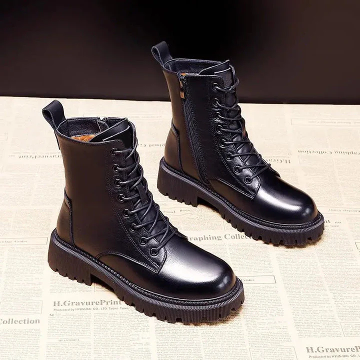 Damen Schwarz Hochgeschnitten Schnürstiefel | Rutschfest - Image 2