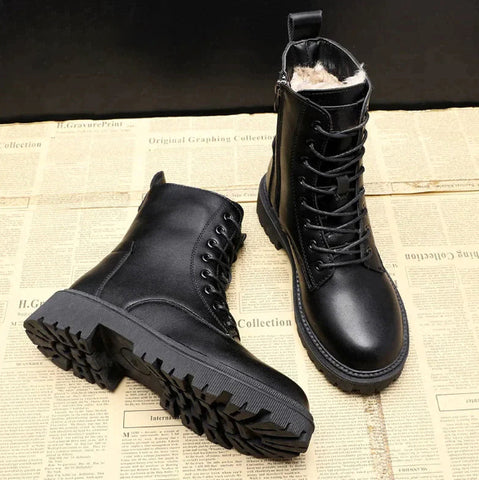 Damen Schwarz Hochgeschnitten Schnürstiefel | Rutschfest - Image 4