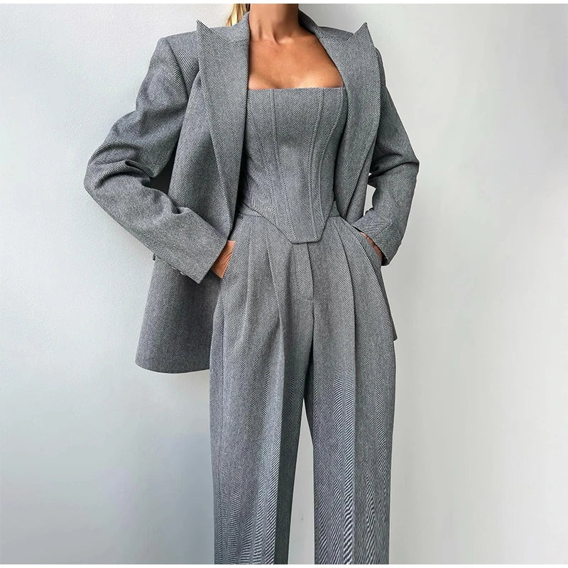 Damen Set | Blazer, Hose und Corset-Top im dreiteiligen Aufbau - Image 2