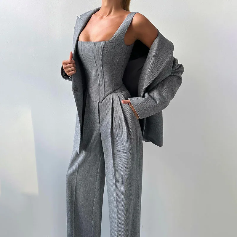 Damen Set | Blazer, Hose und Corset-Top im dreiteiligen Aufbau - Image 23