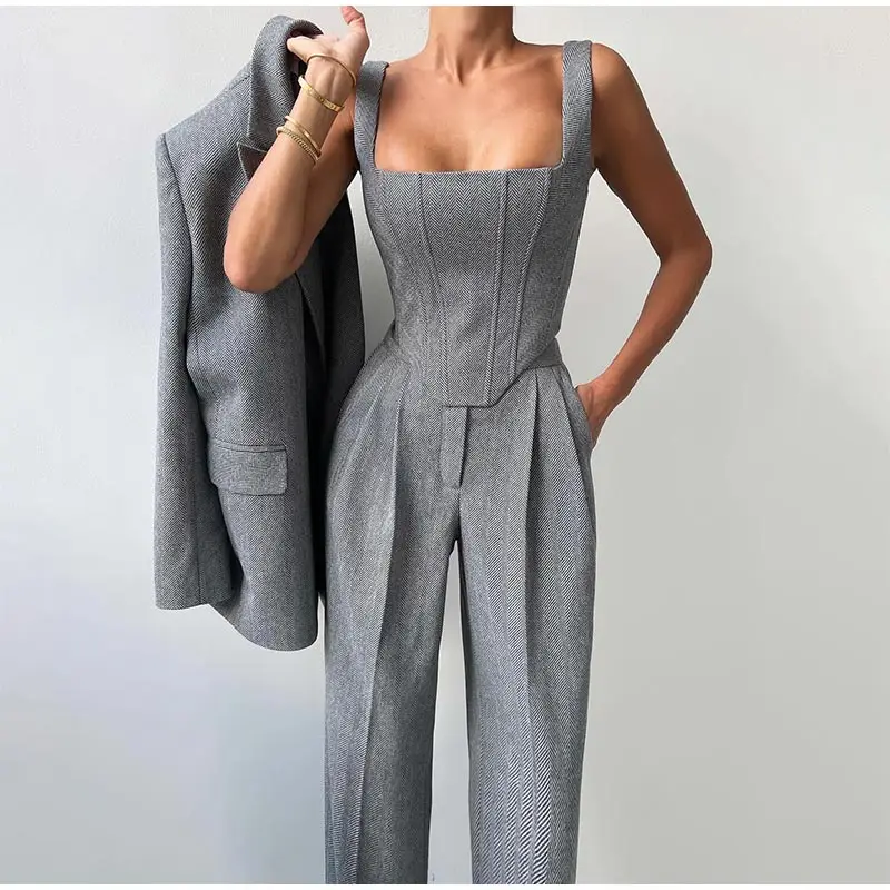 Damen Set | Blazer, Hose und Corset-Top im dreiteiligen Aufbau - Image 25