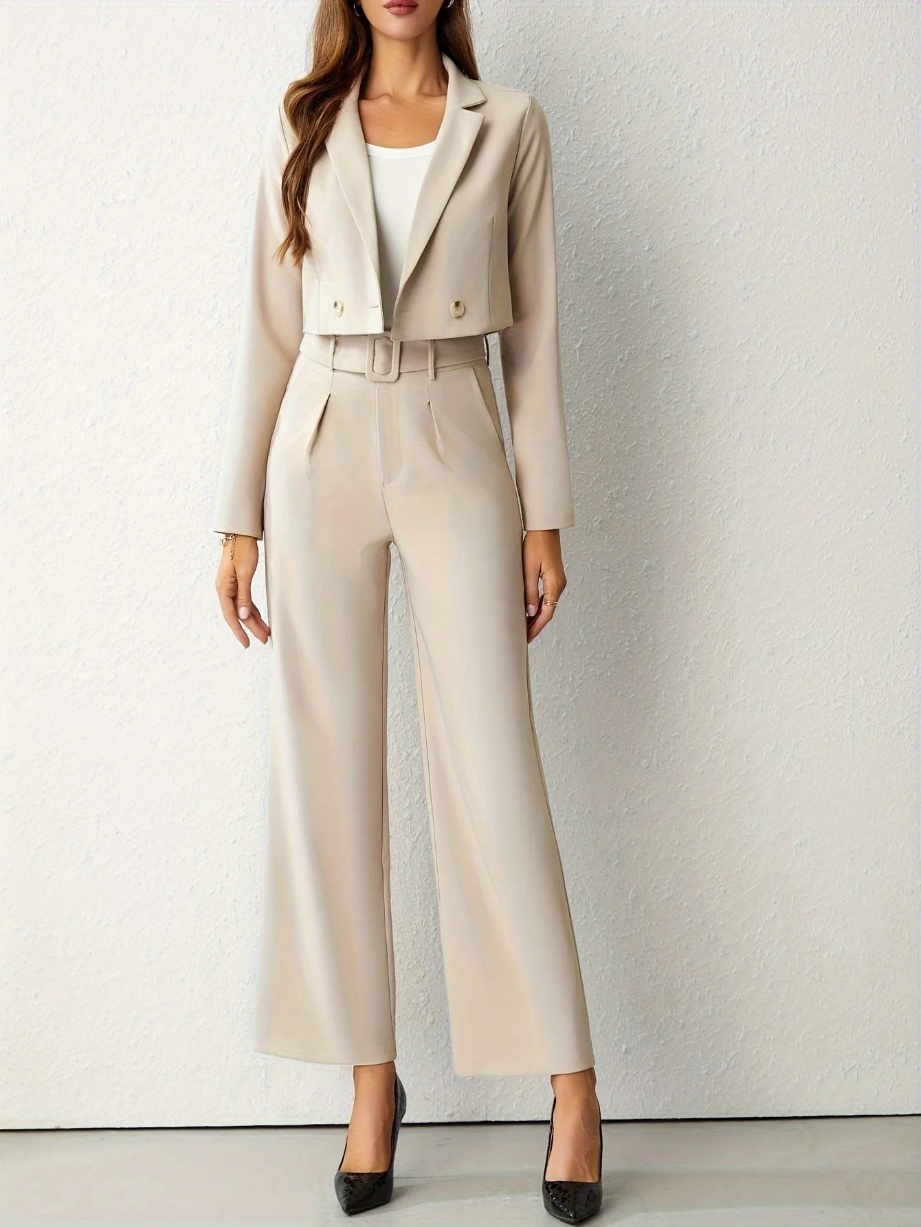 Damen Set | Zweiteilige Kombination mit Blazer und weiter Hose - Image 5
