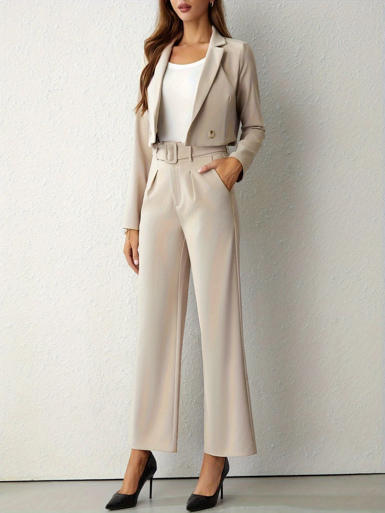 Damen Set | Zweiteilige Kombination mit Blazer und weiter Hose - Image 6