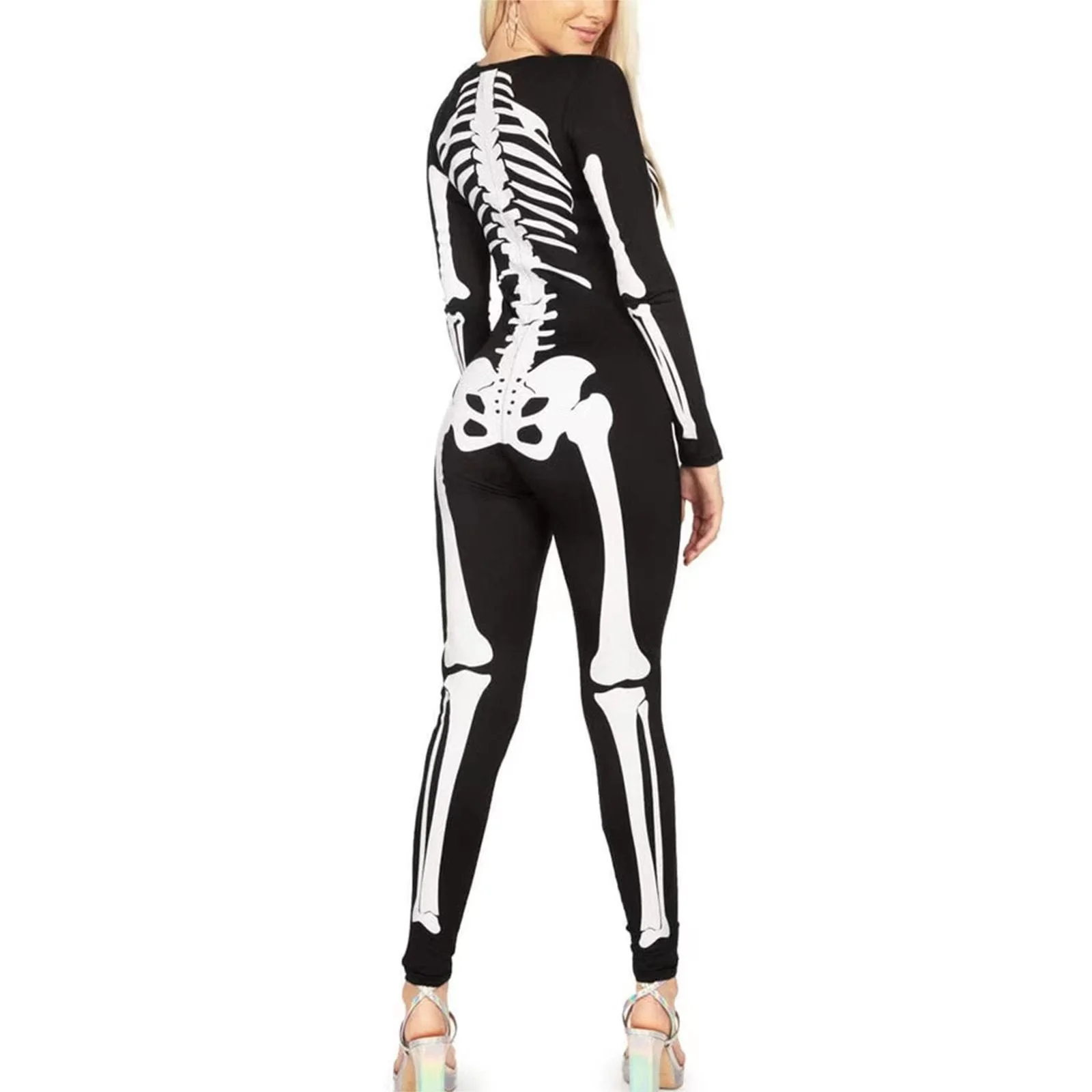 Damen Skelett Halloween-Kostüm Jumpsuit | Einteiler mit Langarm - Image 2