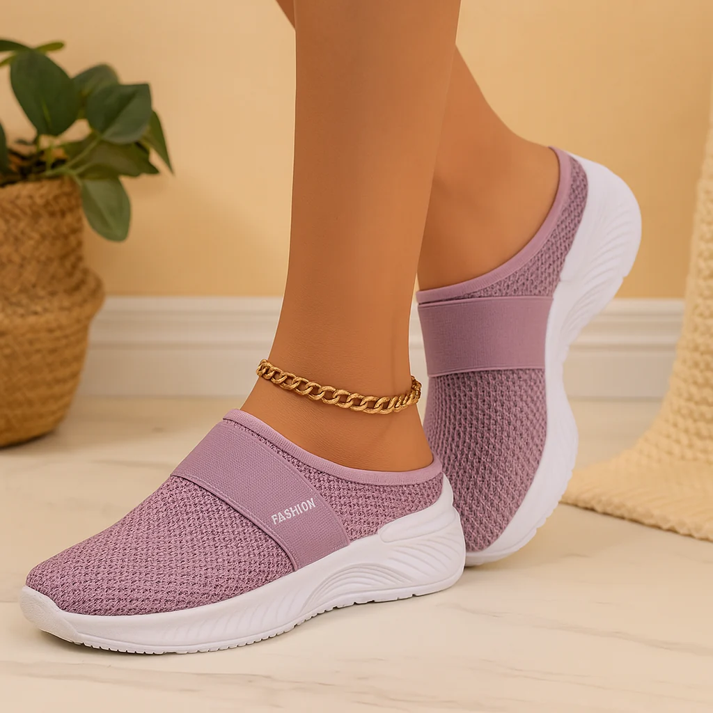 Damen-Slipper zum Hineinschlüpfen – Atmungsaktives Mesh-Obermaterial, weich gepolsterte Innensohle und strapazierfähige Gummisohle - Image 5
