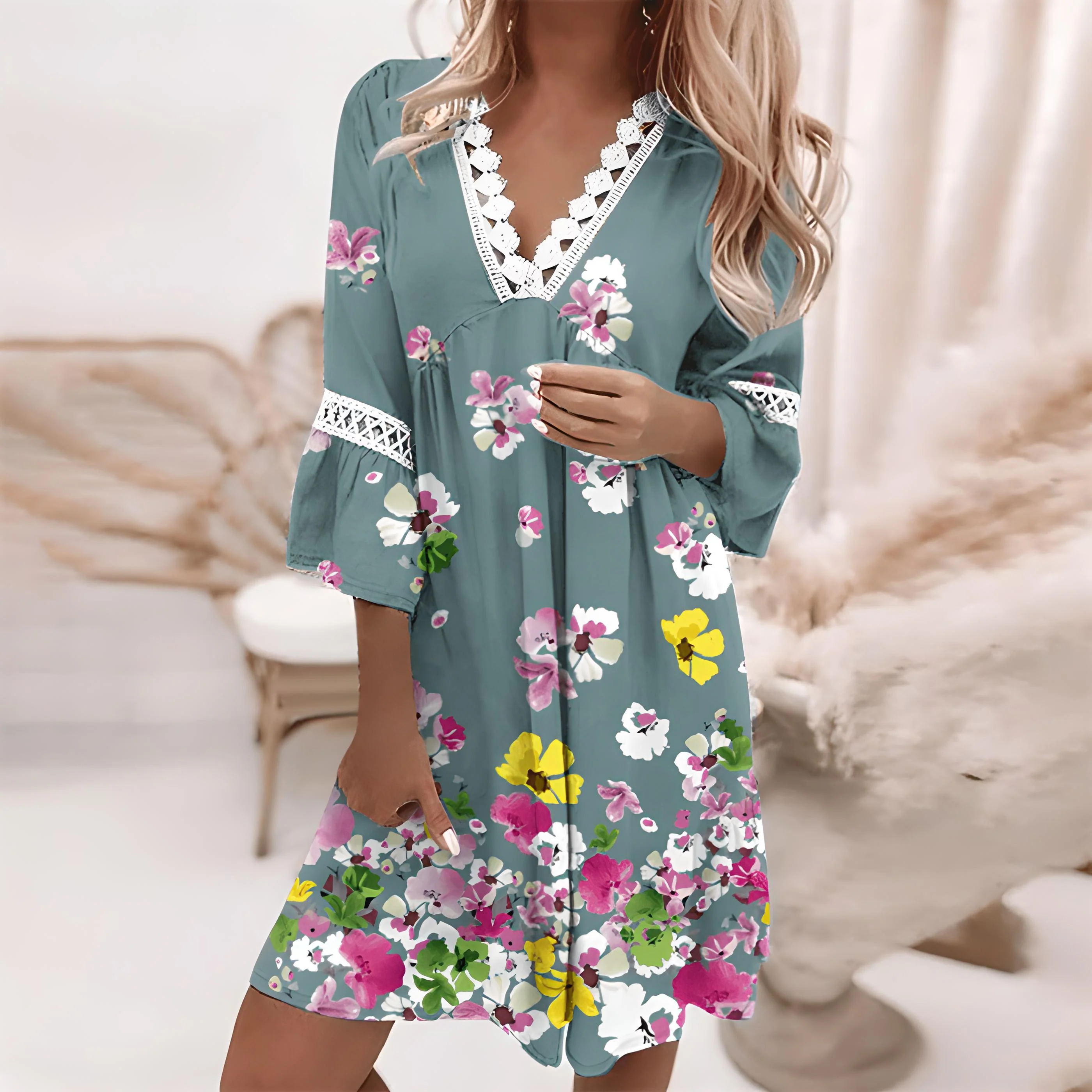 Damen Sommer Blumenmuster Kleid | Mini - Image 3