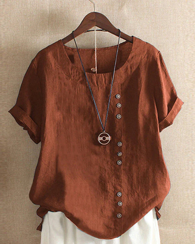 Damen Sommer Blusenshirt | Kurzarm Design mit Knopfleiste - Image 5