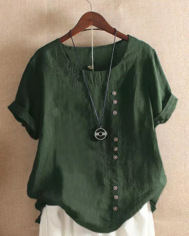 Damen Sommer Blusenshirt | Kurzarm Design mit Knopfleiste - Image 7