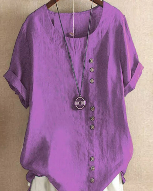 Damen Sommer Blusenshirt | Kurzarm Design mit Knopfleiste - Image 9