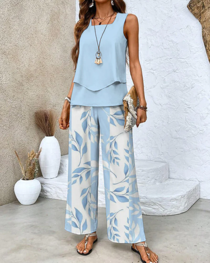 Damen Sommer Set Zweiteiler | Ärmelloses Top & Gerade Hose - Image 3