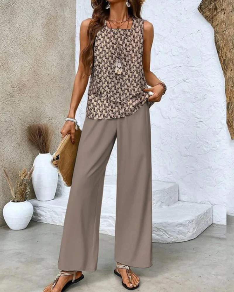 Damen Sommer Set Zweiteiler | Ärmelloses Top & Gerade Hose - Image 6