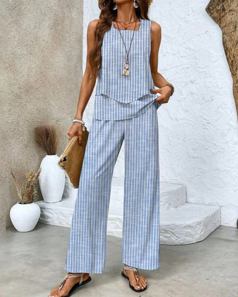 Damen Sommer Set Zweiteiler | Ärmelloses Top & Gerade Hose - Image 7