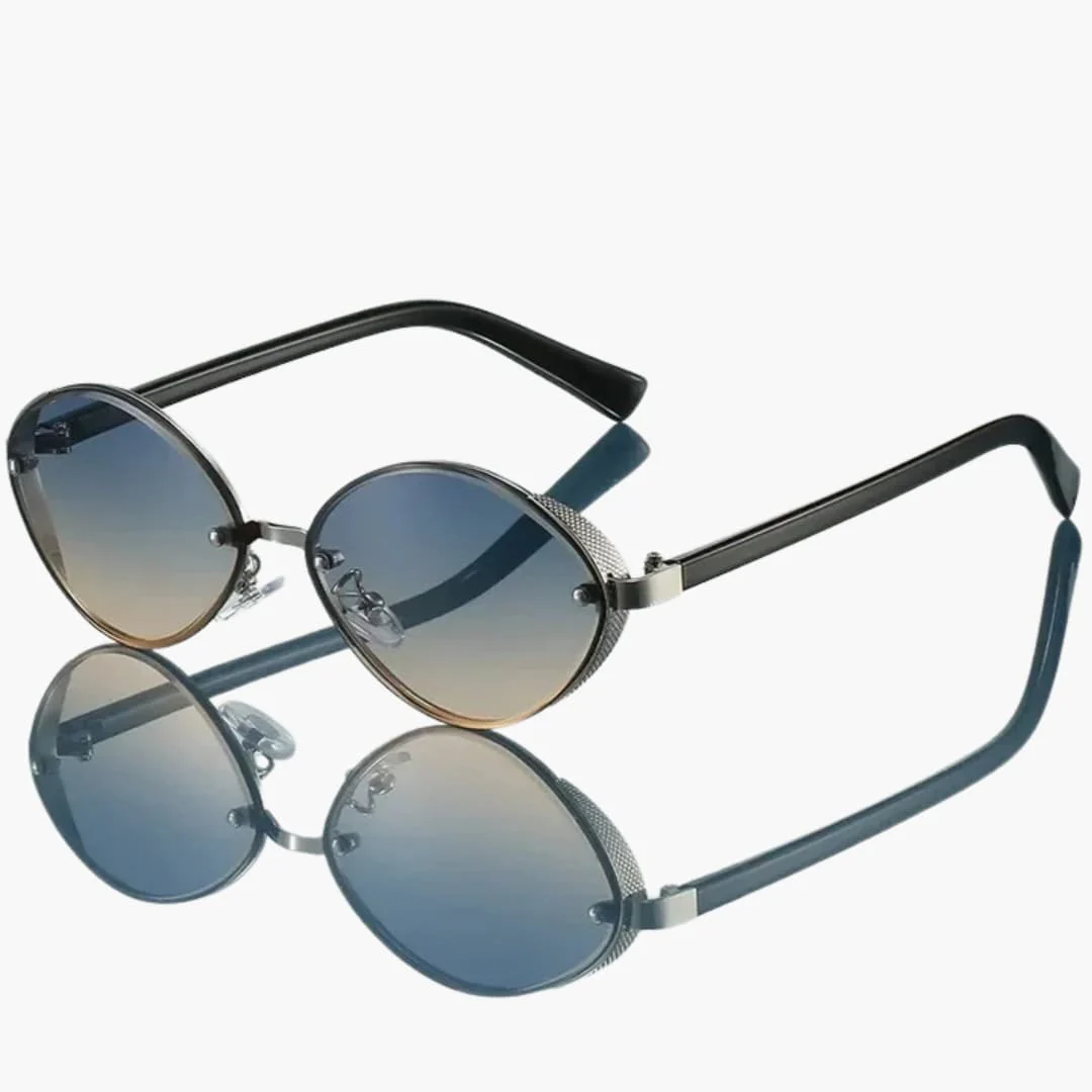 Damen Sonnenbrille mit ovalem Metallrahmen und UV400-Schutz - Image 2