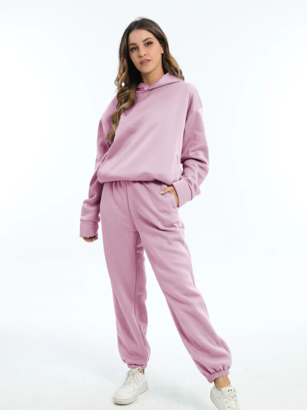 Damen Sportbekleidung Set - Kapuzen-Sweatshirt und Sporthosen für Freizeit und Fitness - Image 12