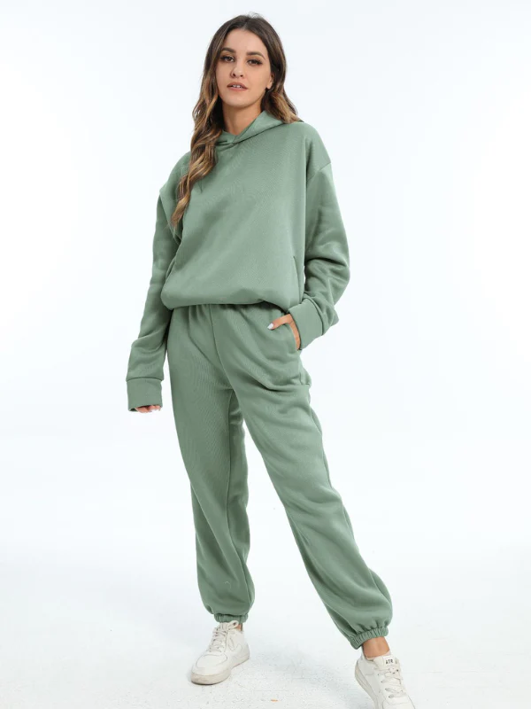 Damen Sportbekleidung Set - Kapuzen-Sweatshirt und Sporthosen für Freizeit und Fitness - Image 2