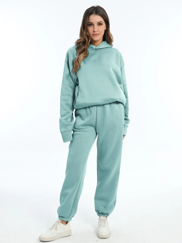 Damen Sportbekleidung Set - Kapuzen-Sweatshirt und Sporthosen für Freizeit und Fitness - Image 4