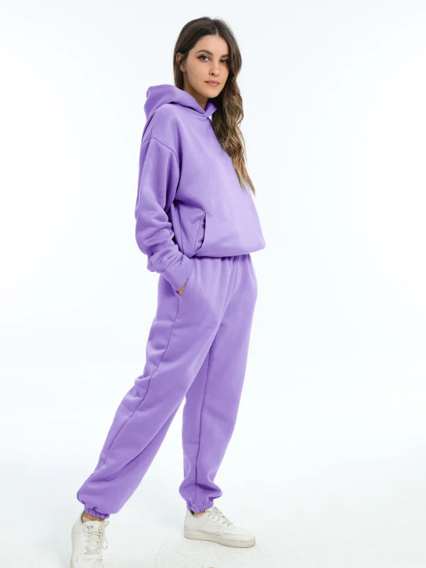 Damen Sportbekleidung Set - Kapuzen-Sweatshirt und Sporthosen für Freizeit und Fitness - Image 5
