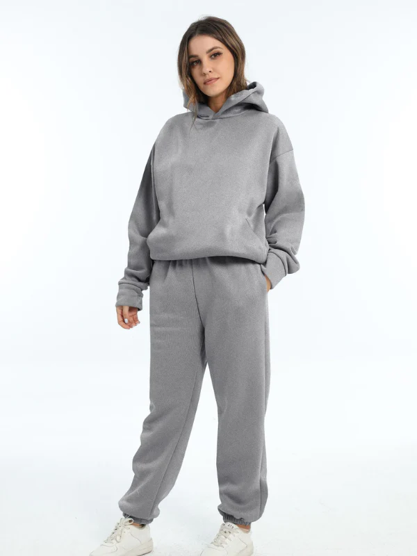 Damen Sportbekleidung Set - Kapuzen-Sweatshirt und Sporthosen für Freizeit und Fitness - Image 6