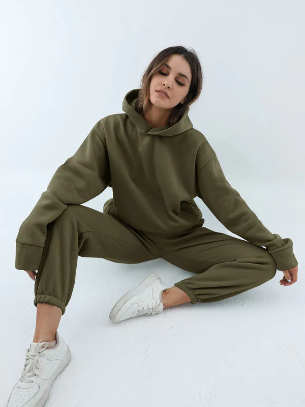 Damen Sportbekleidung Set - Kapuzen-Sweatshirt und Sporthosen für Freizeit und Fitness - Image 7