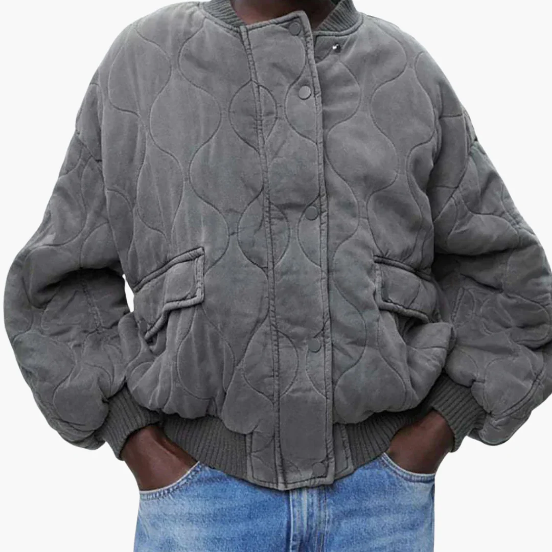 Damen Steppjacke mit Druckknopfverschluss und Vordertaschen - Image 2