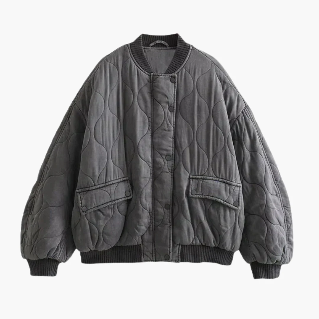 Damen Steppjacke mit Druckknopfverschluss und Vordertaschen - Image 4