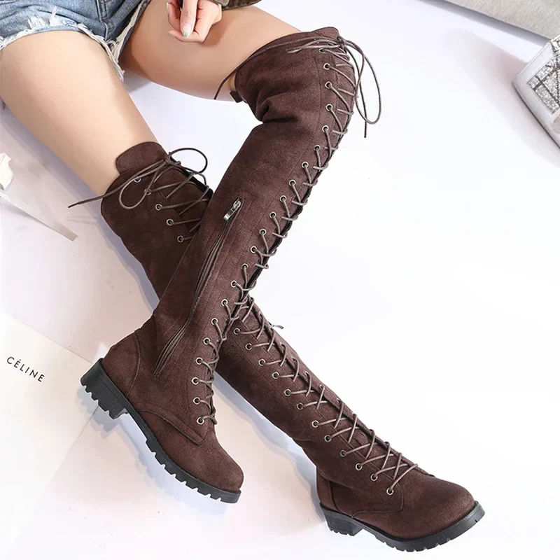 Damen Stilvoll Overknee-Stiefel | Schnüren - Image 2