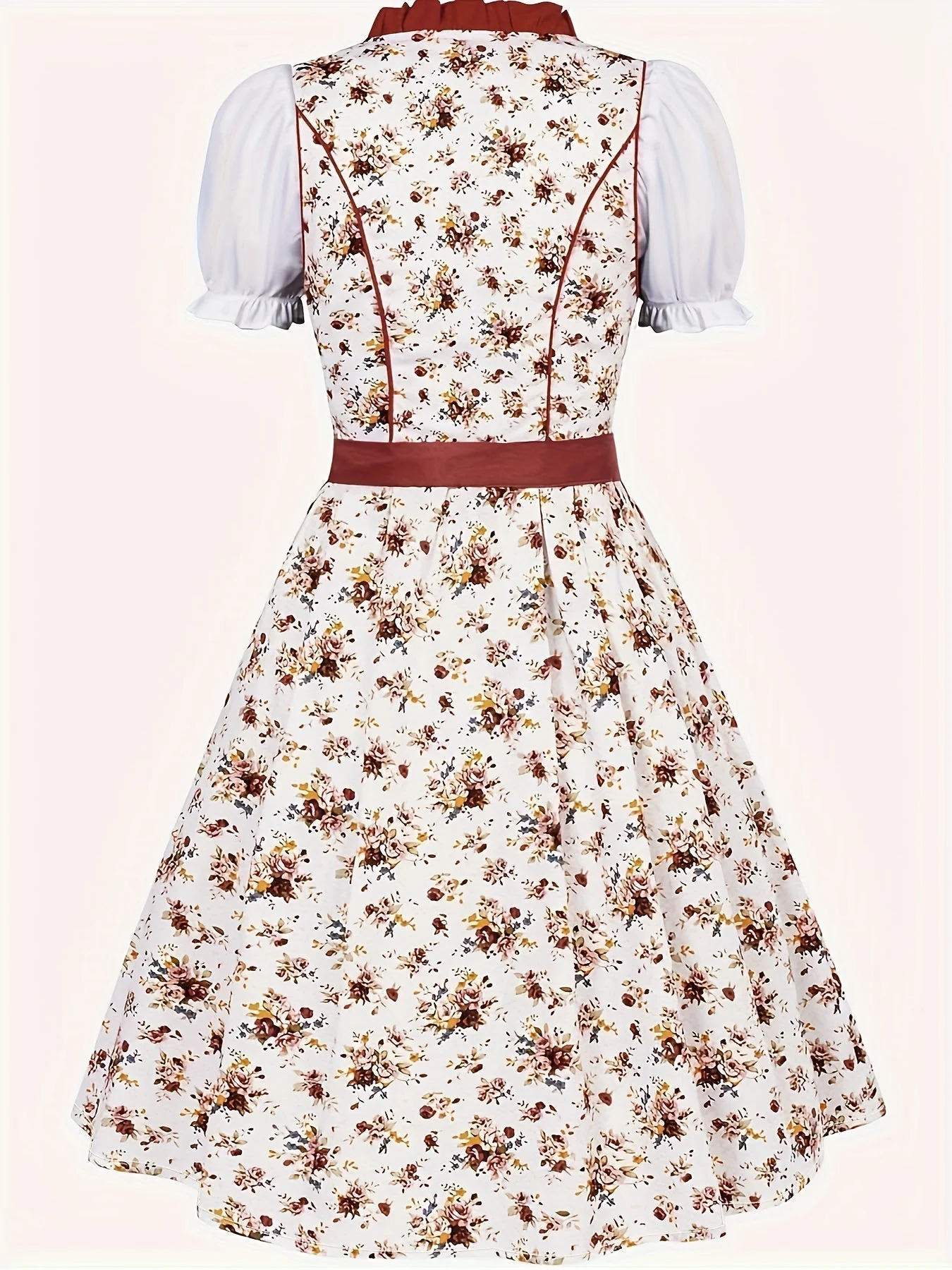 Damen Stilvolle Rot Oktoberfest Dirndl Kleid - Image 3