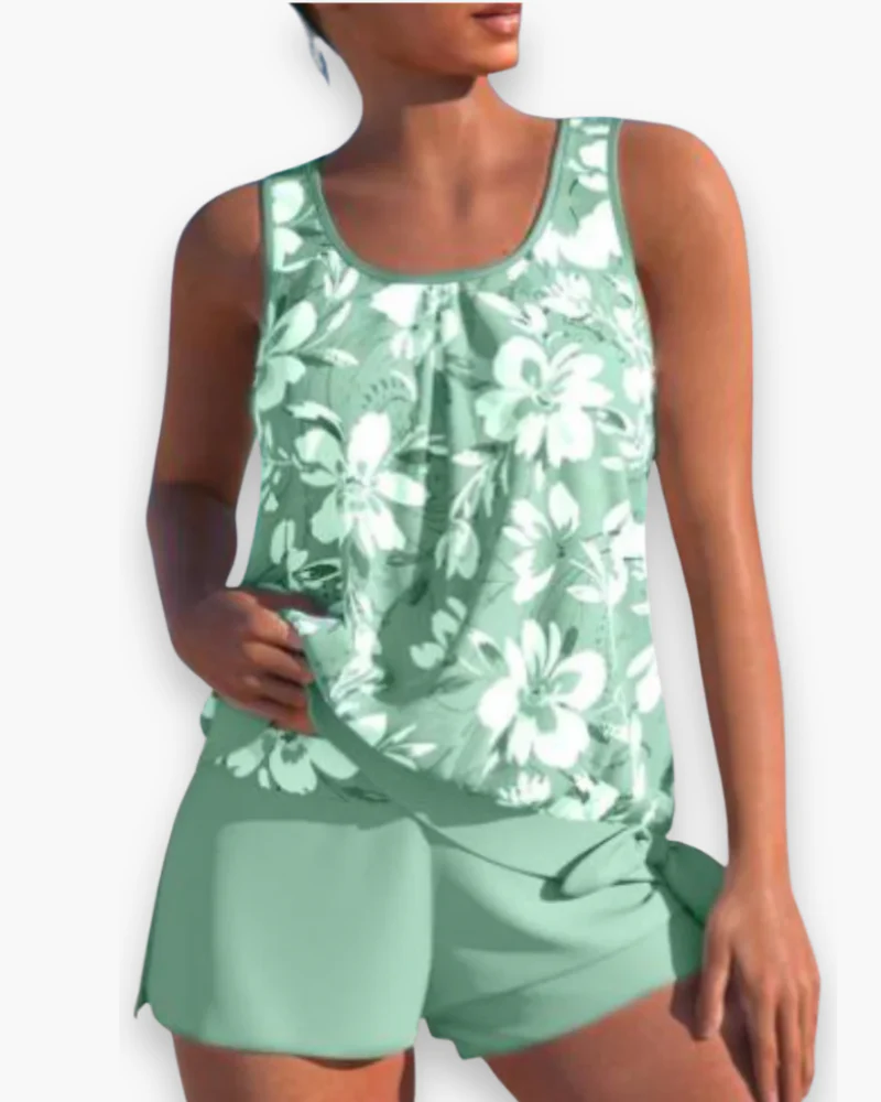 Damen Stilvolles Floral Tankini Set | Zweifarbig - Image 4