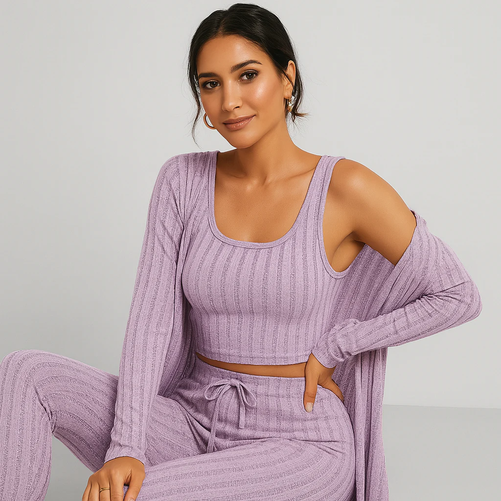 Damen Stilvolles Pyjama- & Lounge-Set – Weich & Bequem für Schlaf & Freizeit - Image 3