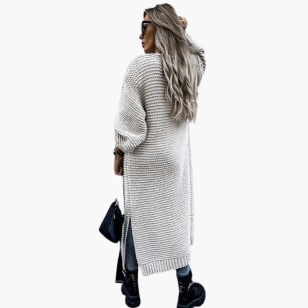 Damen Strickjacke lang mit offenem Vorderteil und gerippten Bündchen - Image 5