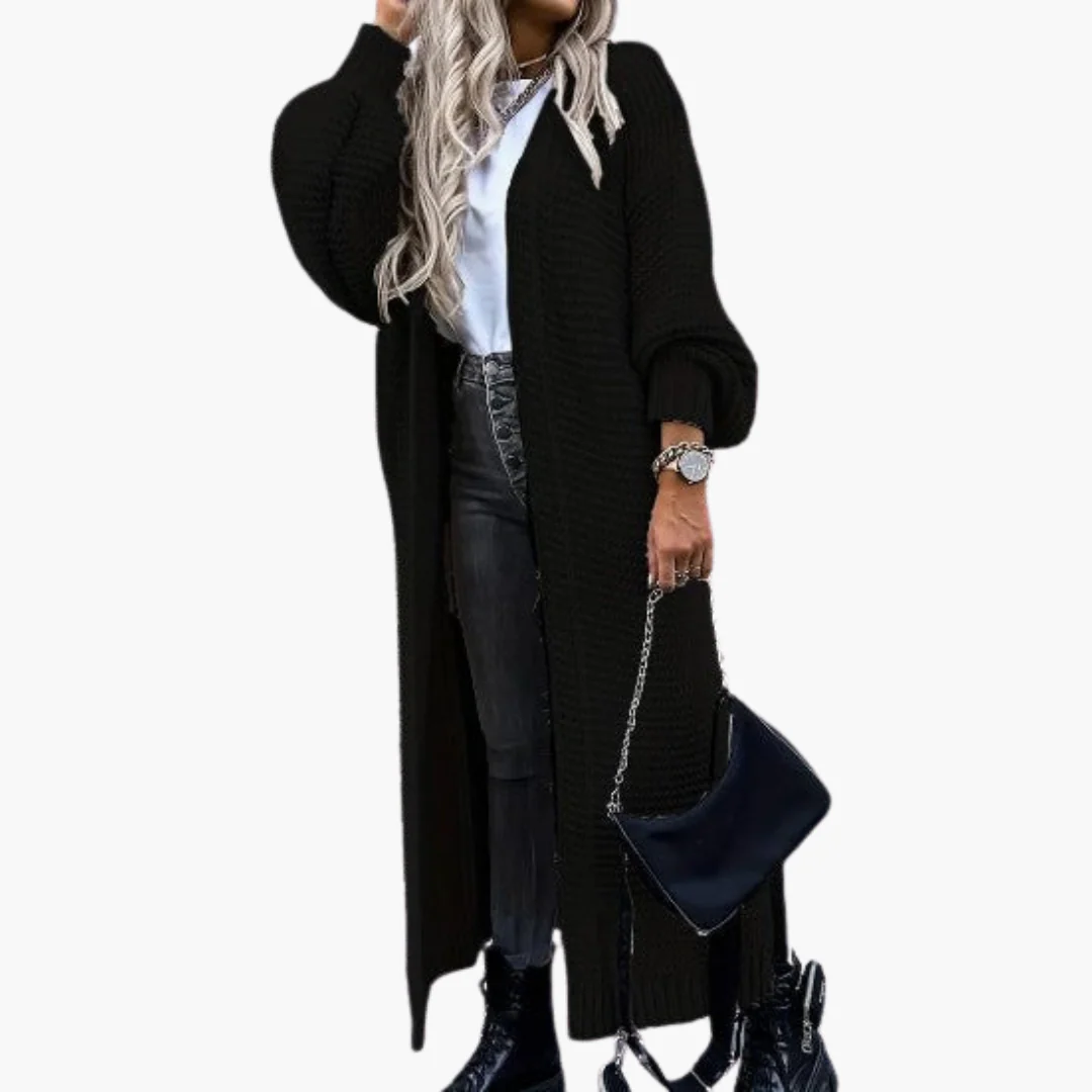 Damen Strickjacke lang mit offenem Vorderteil und gerippten Bündchen - Image 7