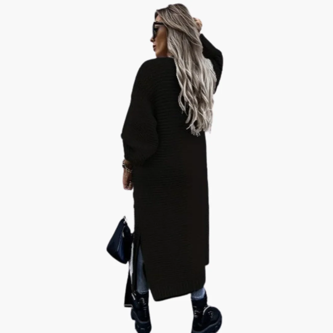 Damen Strickjacke lang mit offenem Vorderteil und gerippten Bündchen - Image 8
