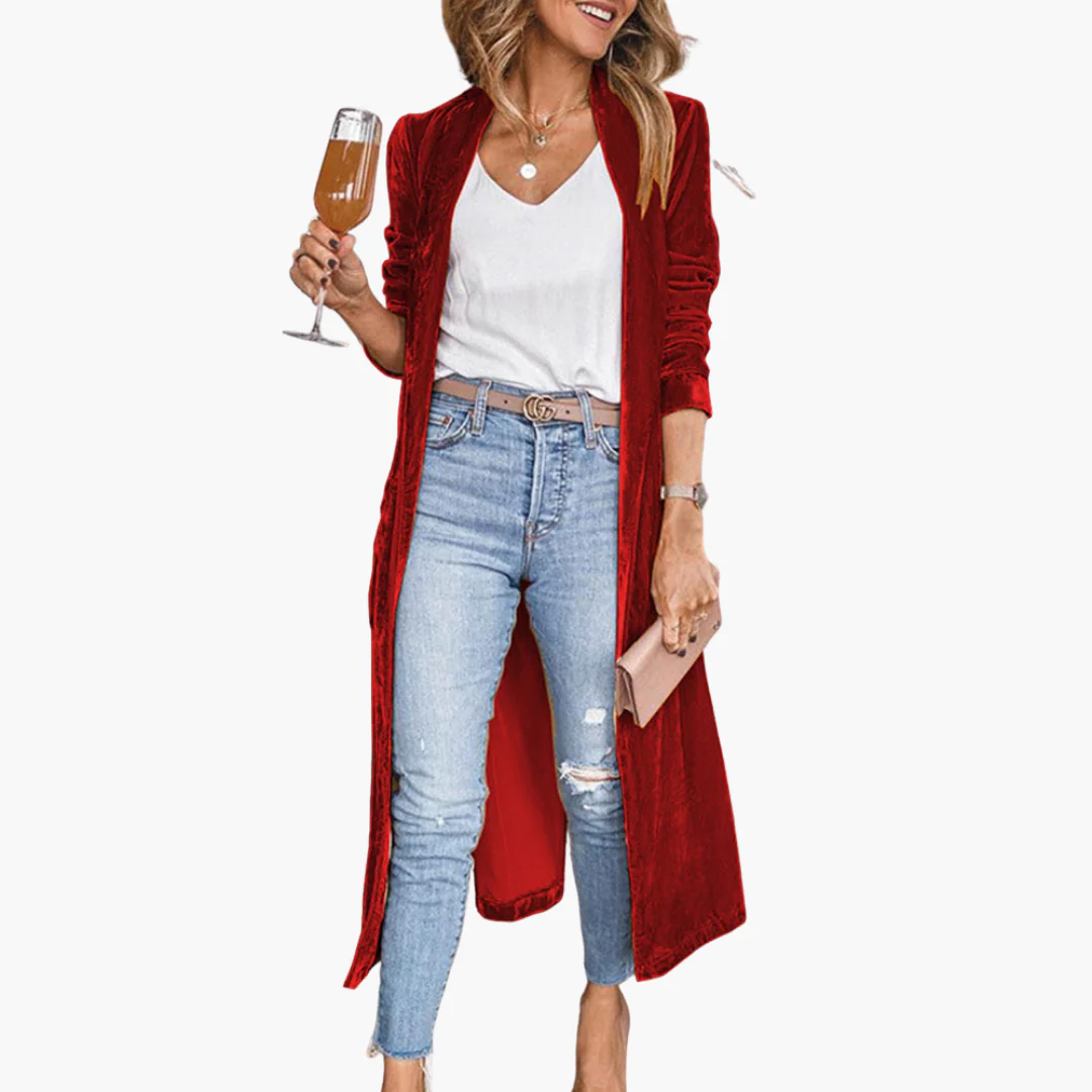 Damen Strickjacke lang mit offenem Vorderteil und langen Ärmeln - Image 4