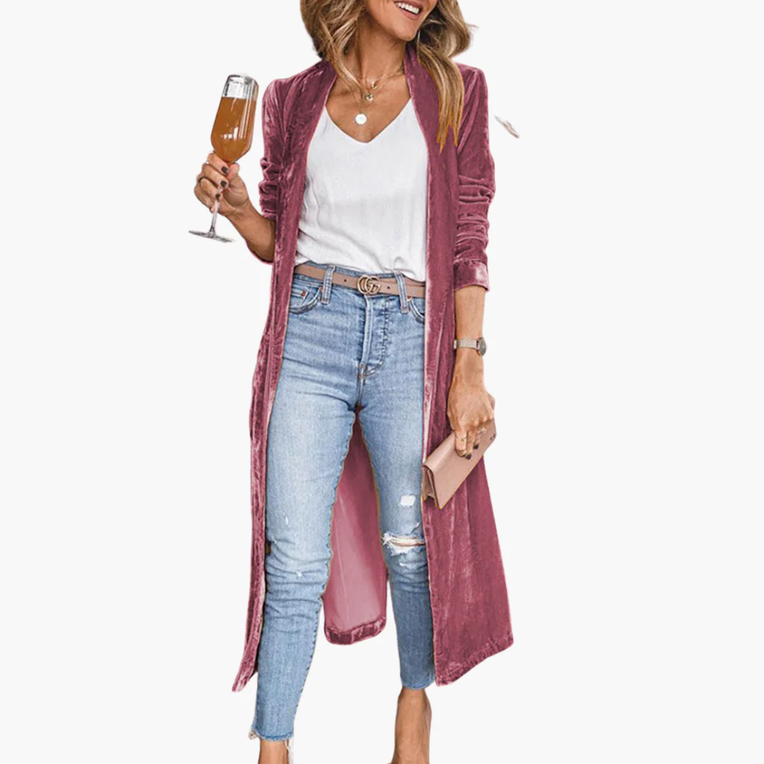 Damen Strickjacke lang mit offenem Vorderteil und langen Ärmeln - Image 5