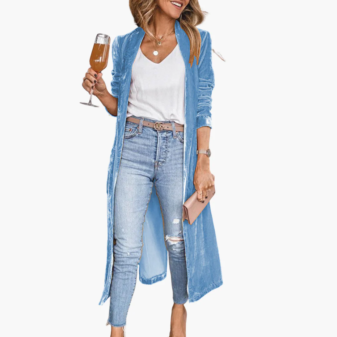 Damen Strickjacke lang mit offenem Vorderteil und langen Ärmeln - Image 6