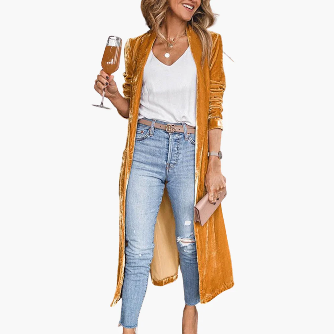 Damen Strickjacke lang mit offenem Vorderteil und langen Ärmeln - Image 8