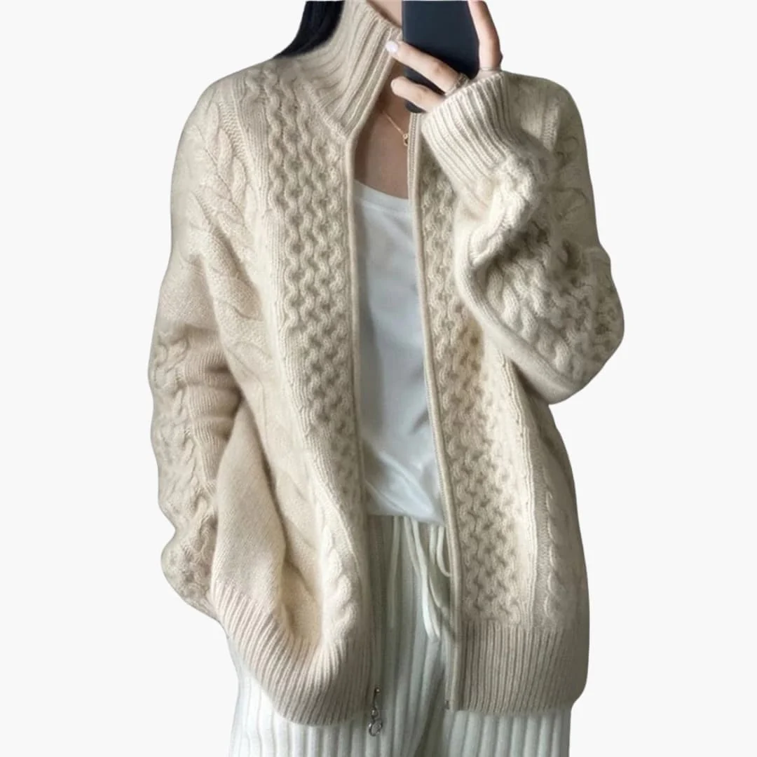 Damen Strickjacke mit hohem Kragen und Reißverschluss - Image 3