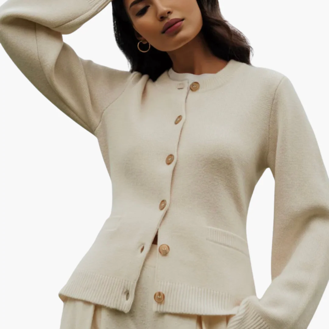 Damen Strickjacke mit Knöpfen und Rundhalsausschnitt - Image 3