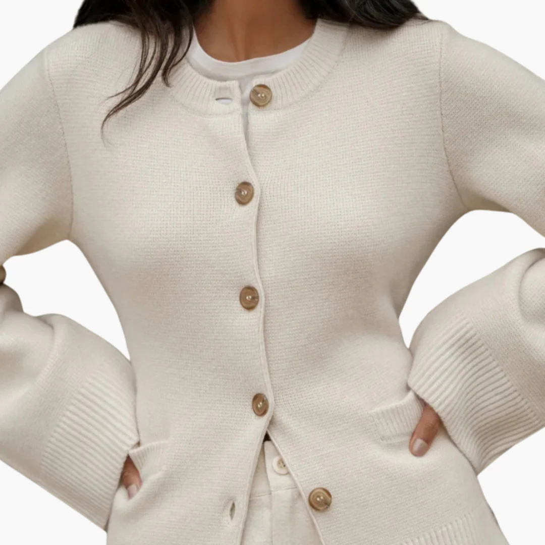 Damen Strickjacke mit Knöpfen und Rundhalsausschnitt - Image 5