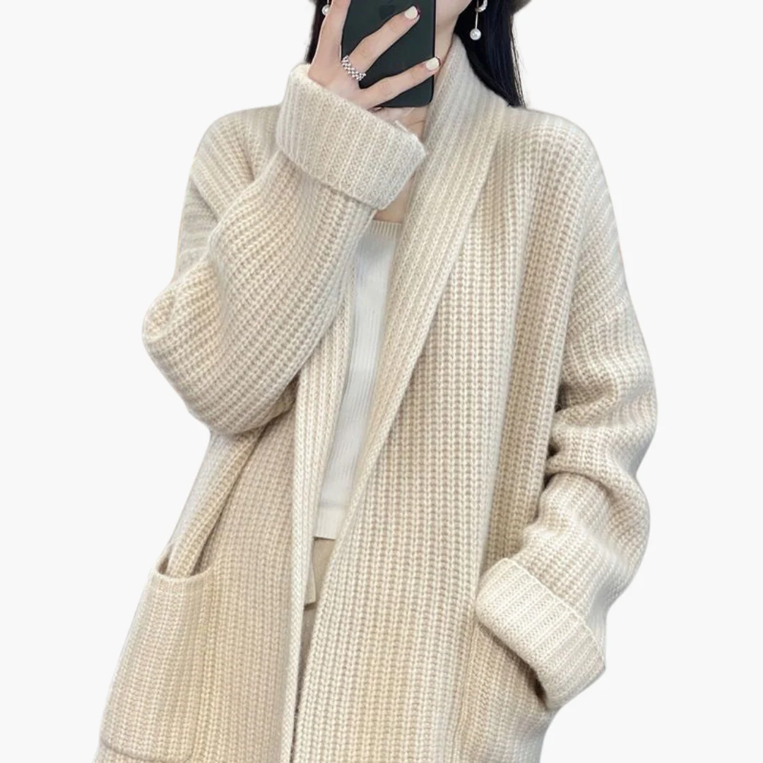 Damen Strickjacke mit V-Ausschnitt und Fronttaschen - Image 2