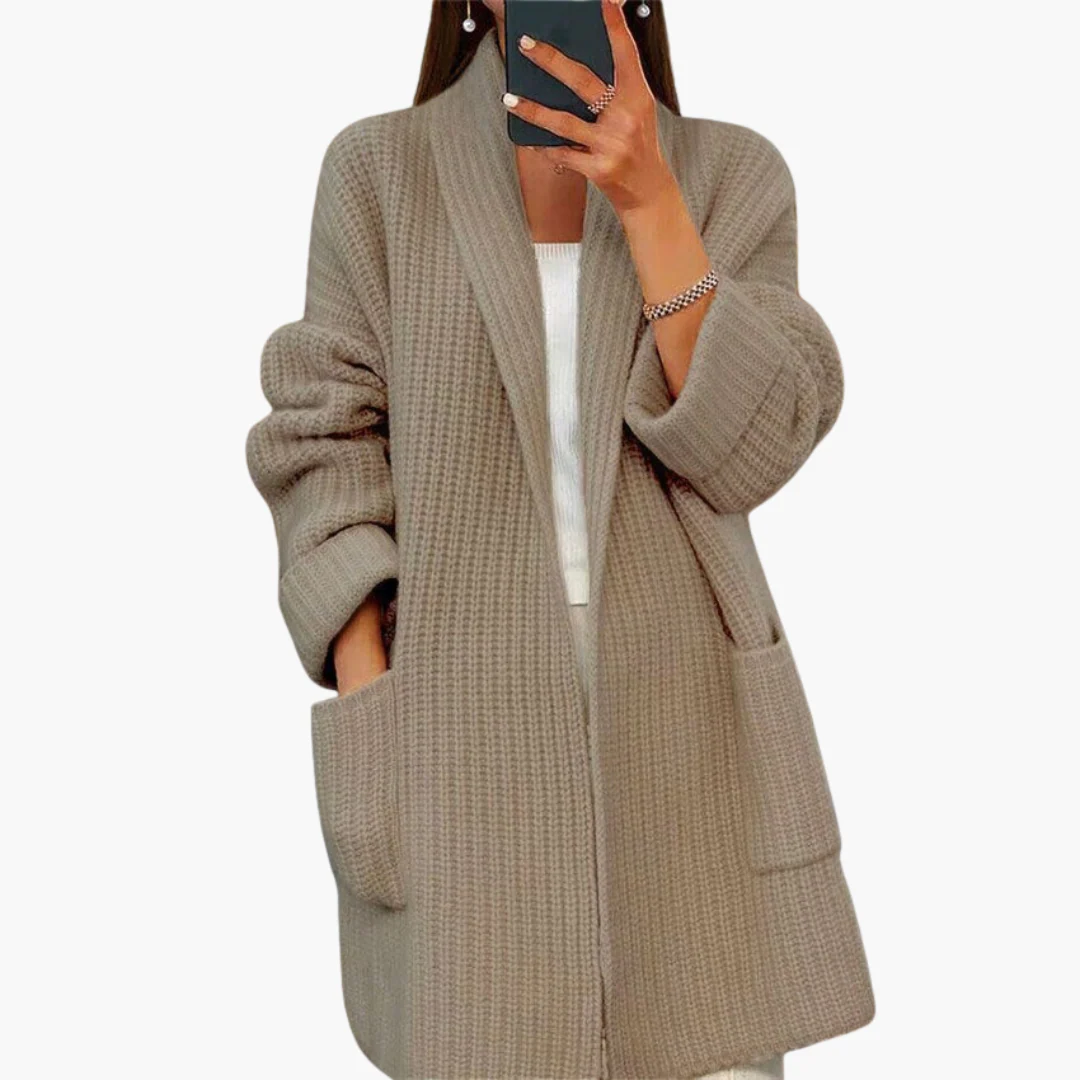 Damen Strickjacke mit V-Ausschnitt und Fronttaschen - Image 3