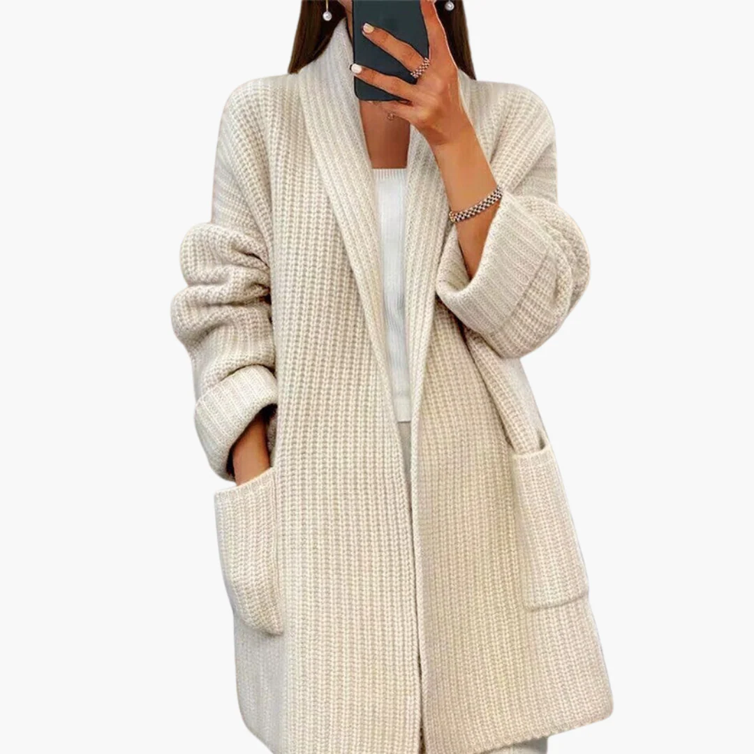 Damen Strickjacke mit V-Ausschnitt und Fronttaschen - Image 4