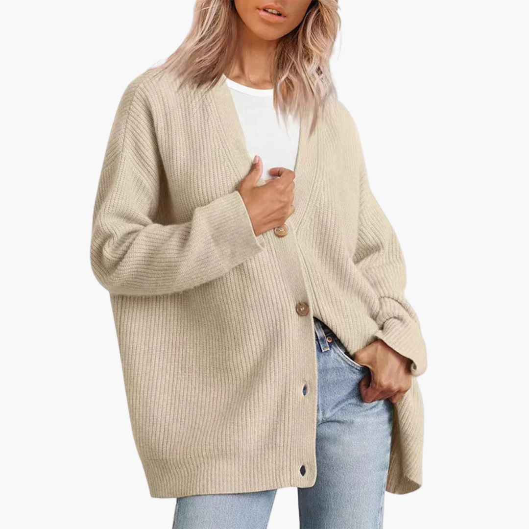 Damen Strickjacke mit V-Ausschnitt und Knopfverschluss - Image 4