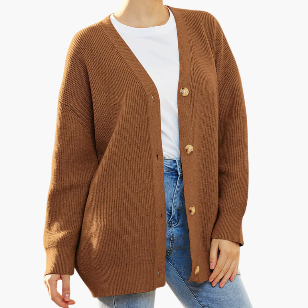 Damen Strickjacke mit V-Ausschnitt und Knopfverschluss - Image 5