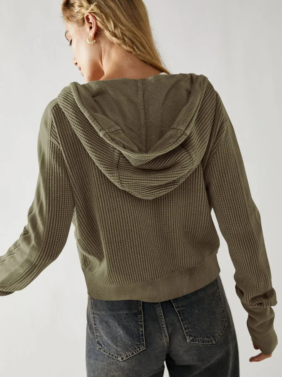 Damen stylische Waffel-Kapuzenjacke | Leichte - Image 4