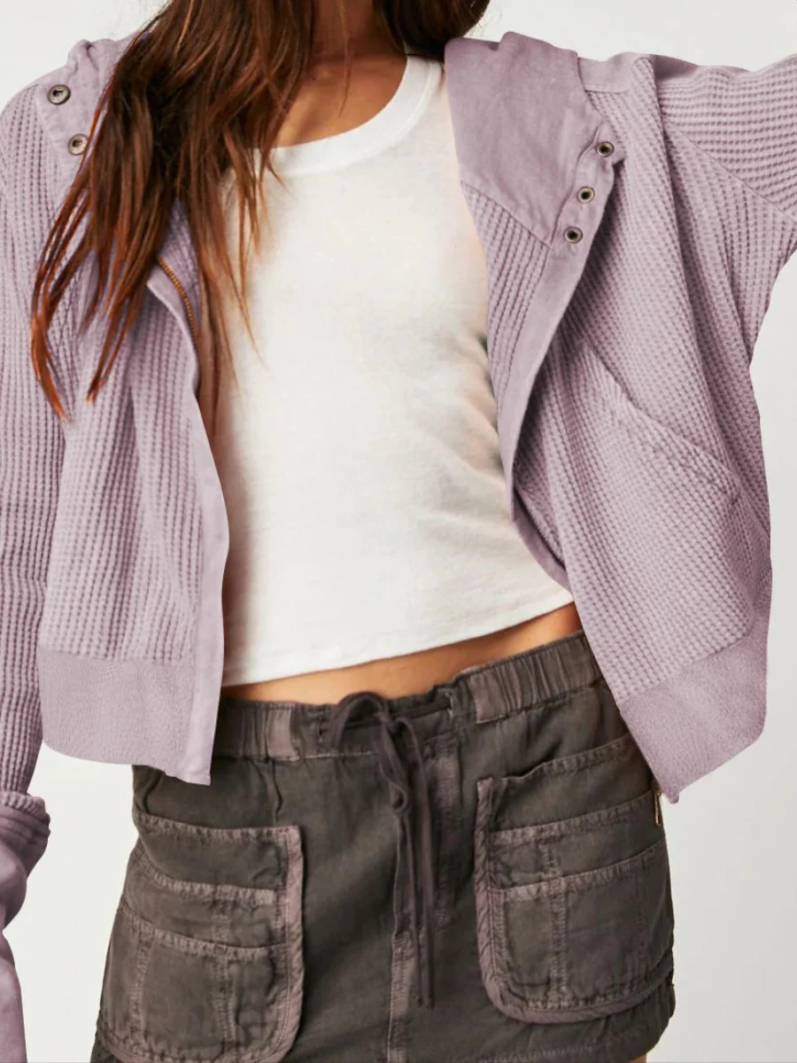 Damen stylische Waffel-Kapuzenjacke | Leichte - Image 6