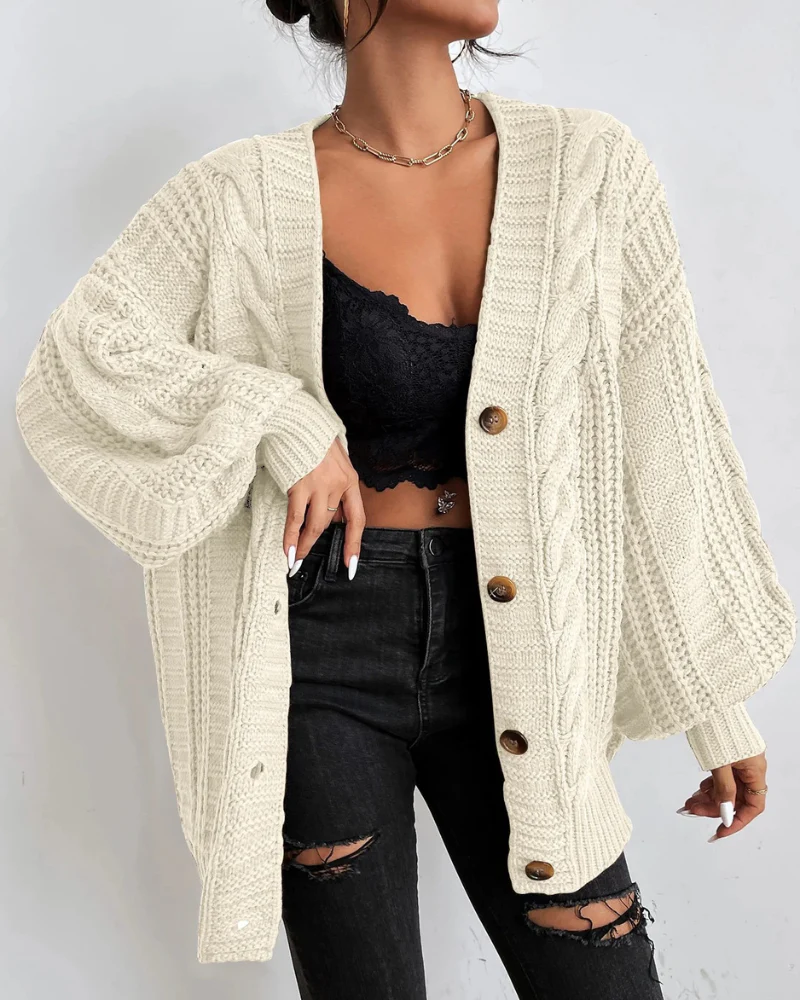 Damen stylischer Zopfstrick-Cardigan | Lang - Image 10