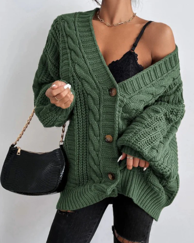Damen stylischer Zopfstrick-Cardigan | Lang - Image 4