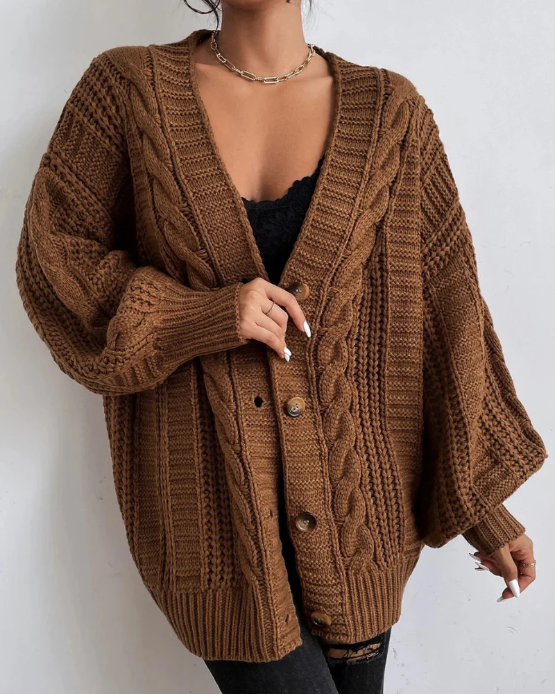 Damen stylischer Zopfstrick-Cardigan | Lang - Image 8