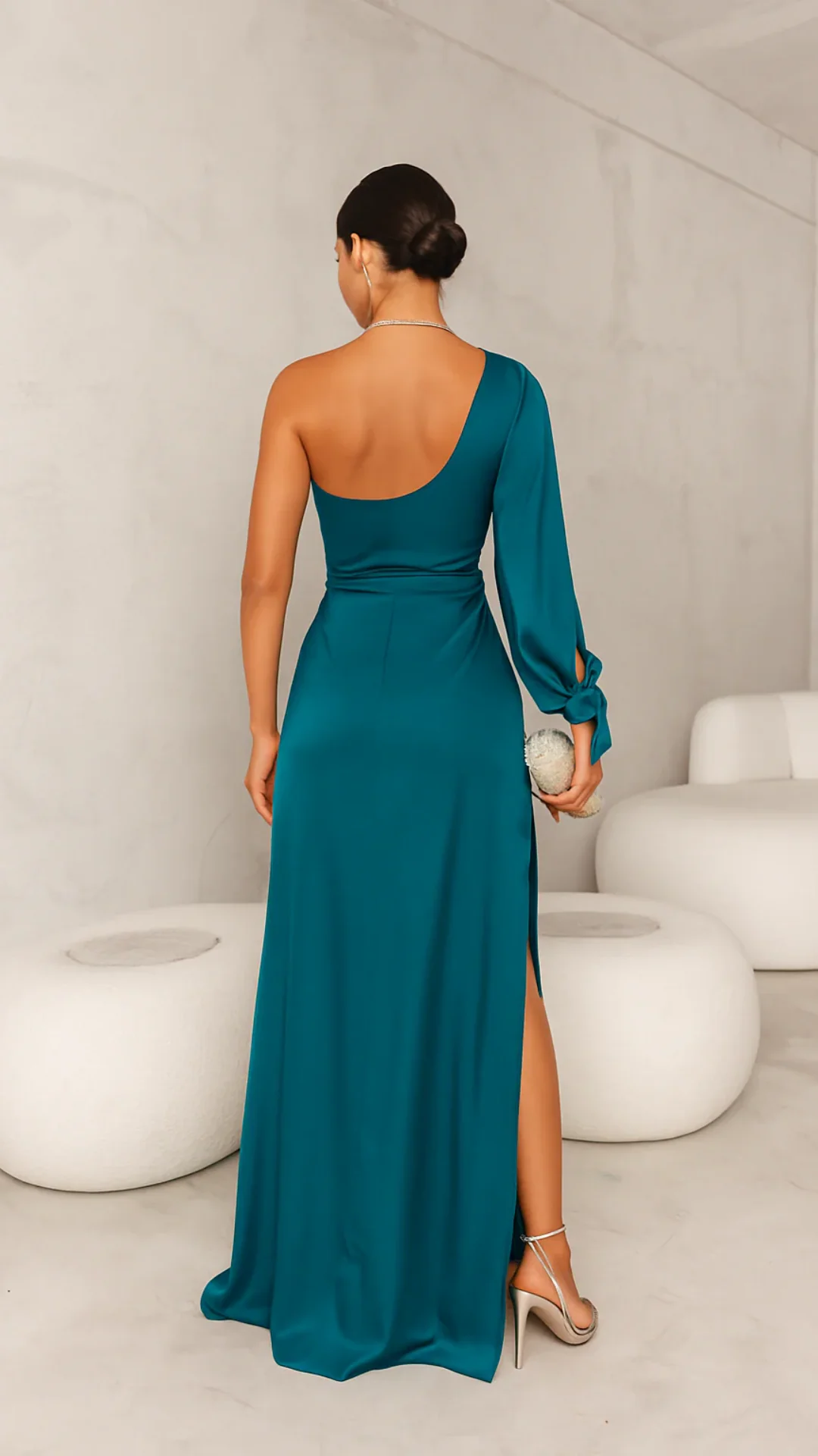 Damen stylisches One-Shoulder-Kleid für Hochzeitsgäste | Maxi - Image 3